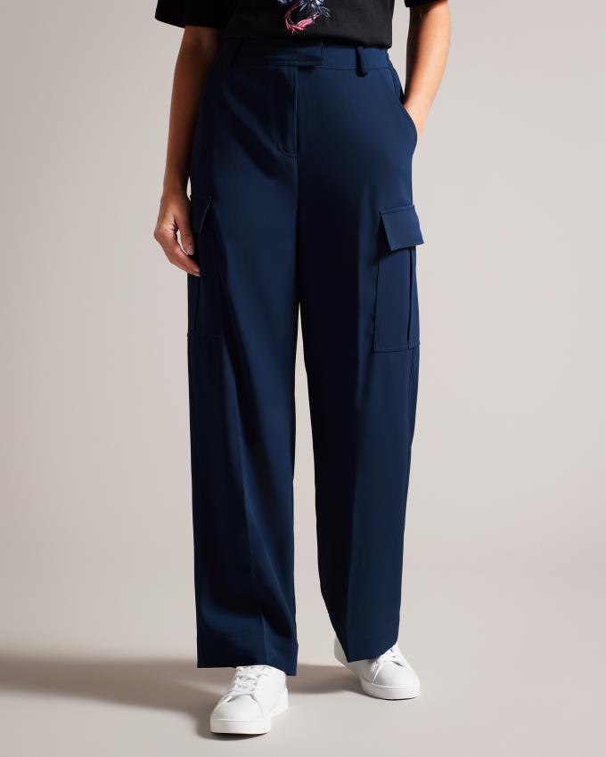 Pantalon Ted Baker High Waisted Wide Leg Cargo Bleu Marine Femme | DMS-89229774